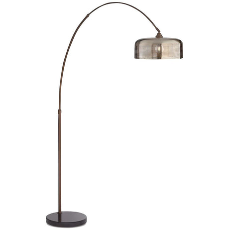 Modern Adjustable Smoked Barrel and Arched Floor Lamp Image - 2