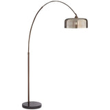 Modern Adjustable Smoked Barrel and Arched Floor Lamp Image - 6