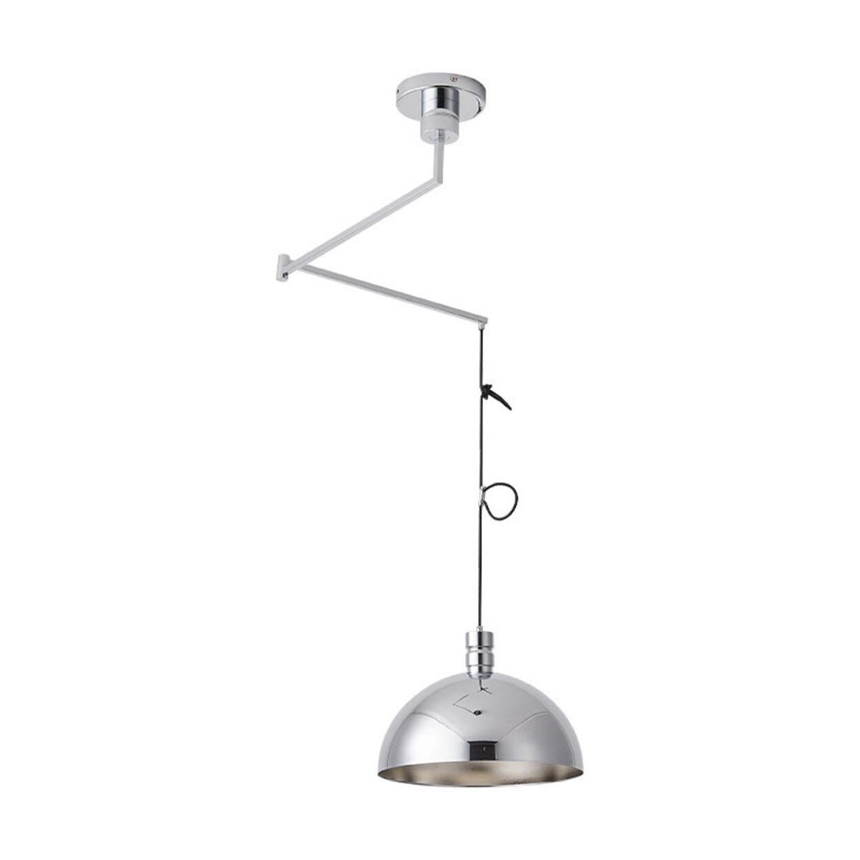 Modern Adjustable Swing Arm Cast Iron Dome Pendant Light Image - 5