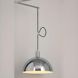 Modern Adjustable Swing Arm Cast Iron Dome Pendant Light Image - 6