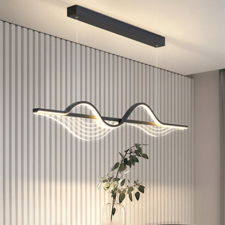 Modern Adjustable Wave-Shaped Island Pendant Light Image - 2