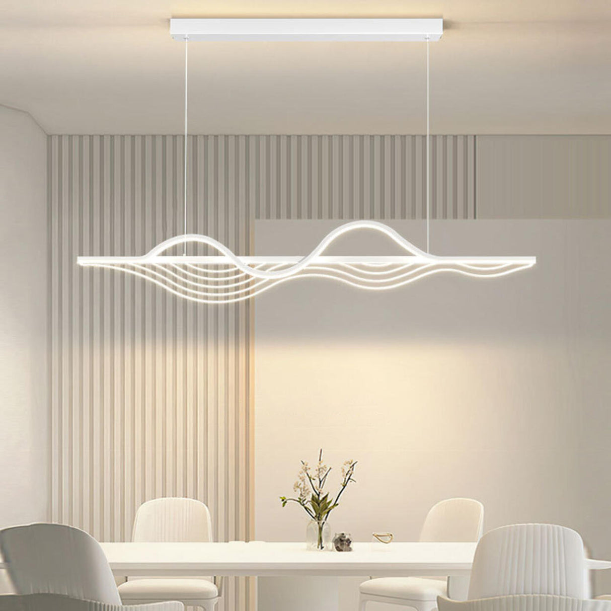 Modern Adjustable Wave-Shaped Island Pendant Light Image - 3