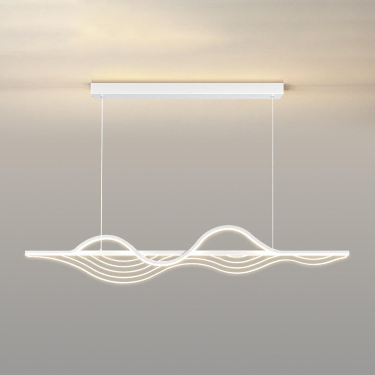 Modern Adjustable Wave-Shaped Island Pendant Light Image - 8