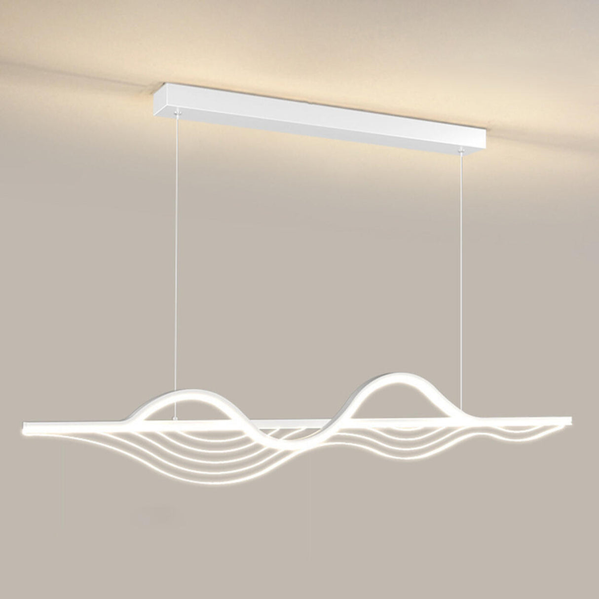 Modern Adjustable Wave-Shaped Island Pendant Light Image - 9