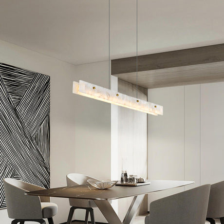 Modern Adjustable White Linear Island Pendant Light Image - 3