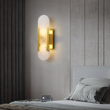 Modern Alabaster Geometric Bedroom Up Down Wall Light Image - 1