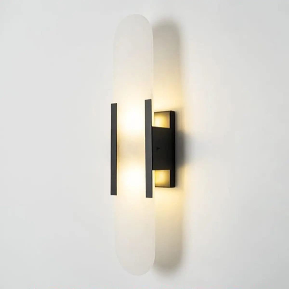 Modern Alabaster Geometric Bedroom Up Down Wall Light Image - 14