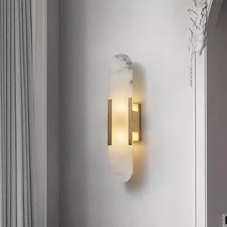 Modern Alabaster Geometric Bedroom Up Down Wall Light Image - 2