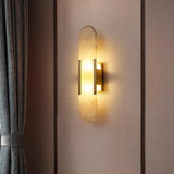 Modern Alabaster Geometric Bedroom Up Down Wall Light Image - 3