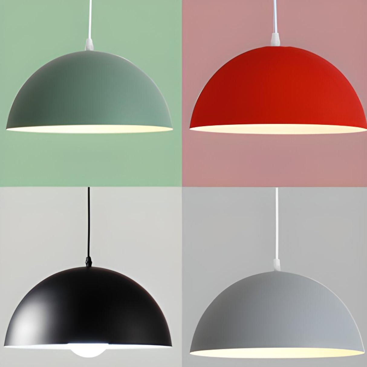 Modern Aluminum Dome Pendant Light Adjustable Height Image - 15