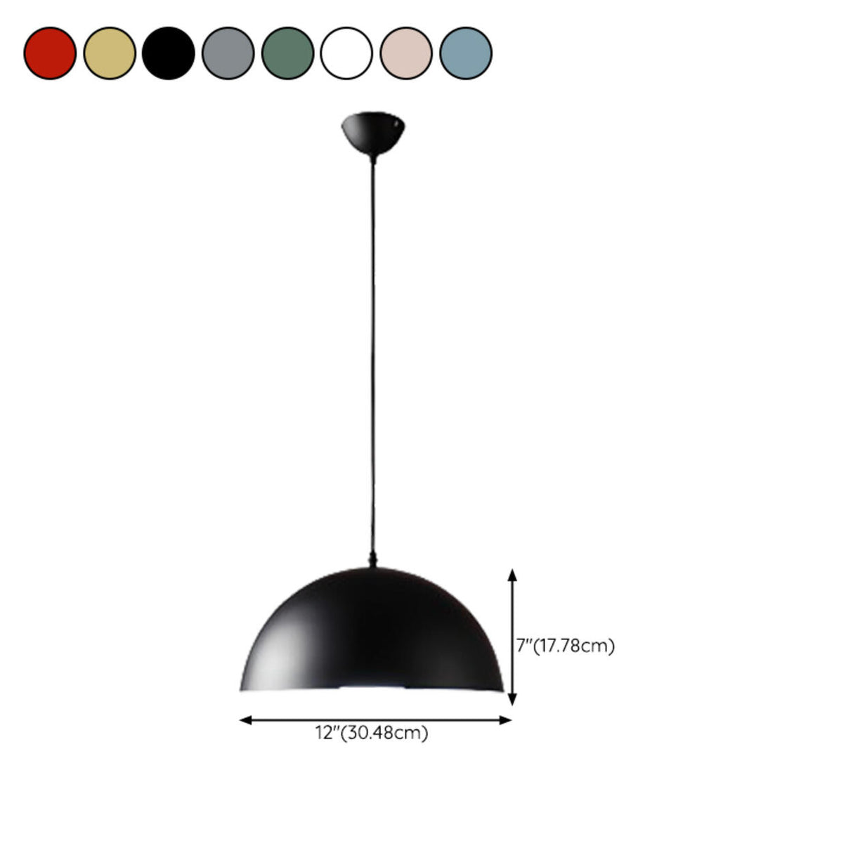 Modern Aluminum Dome Pendant Light Adjustable Height 