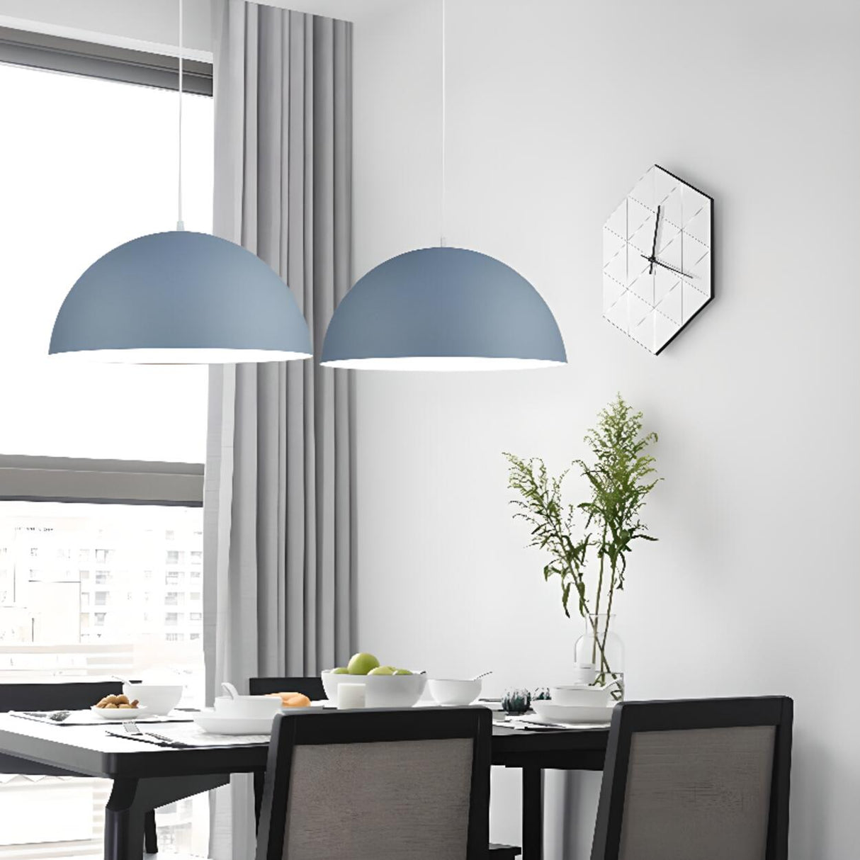 Modern Aluminum Dome Pendant Light Adjustable Height Image - 3