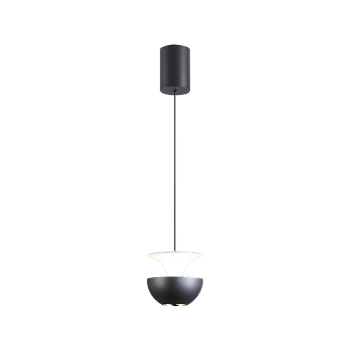 Modern Aluminum Dual Bowl Layered Pendant Light Image - 10