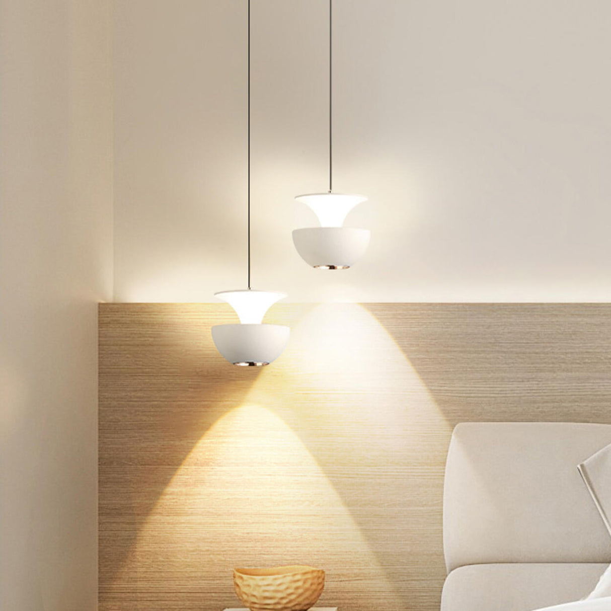 Modern Aluminum Dual Bowl Layered Pendant Light Image - 12