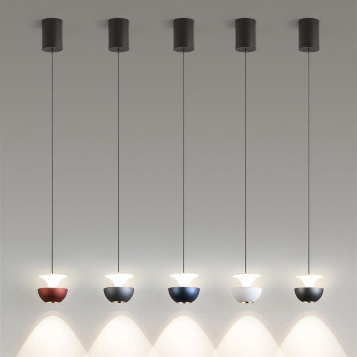 Modern Aluminum Dual Bowl Layered Pendant Light Image - 13