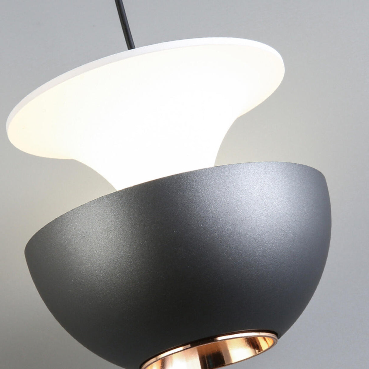 Modern Aluminum Dual Bowl Layered Pendant Light Image - 16