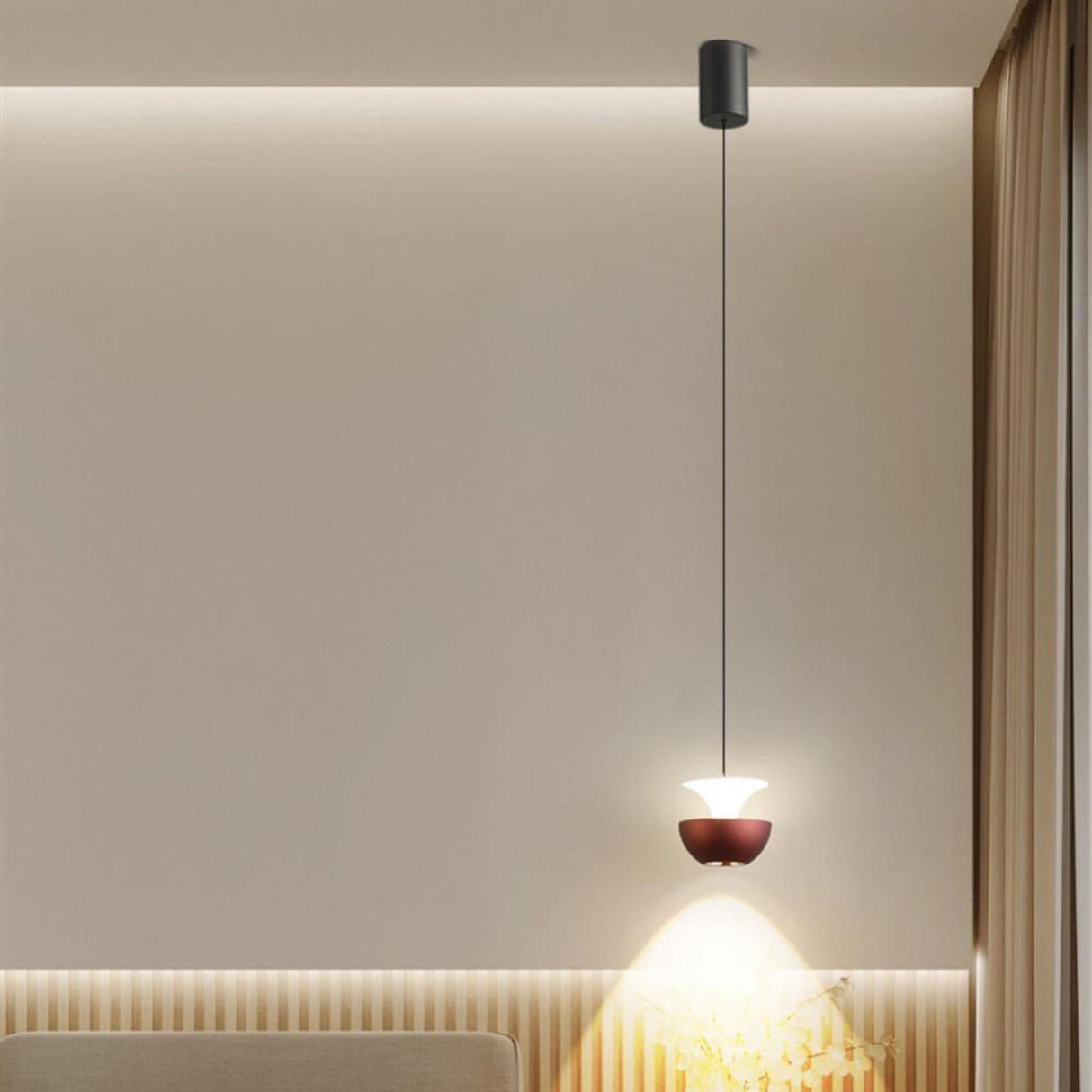 Modern Aluminum Dual Bowl Layered Pendant Light Image - 6