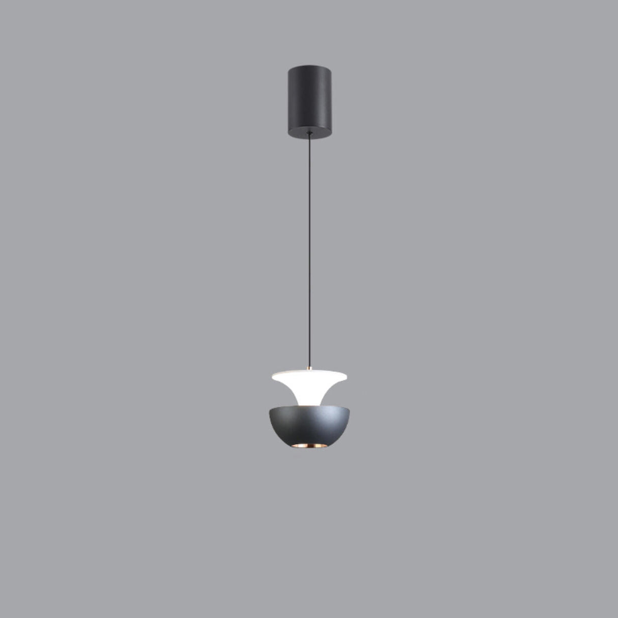 Modern Aluminum Dual Bowl Layered Pendant Light Image - 7