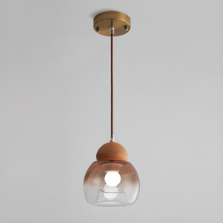 Modern Amber Clear Glass Dome Vaulted Pendant Light Image - 2