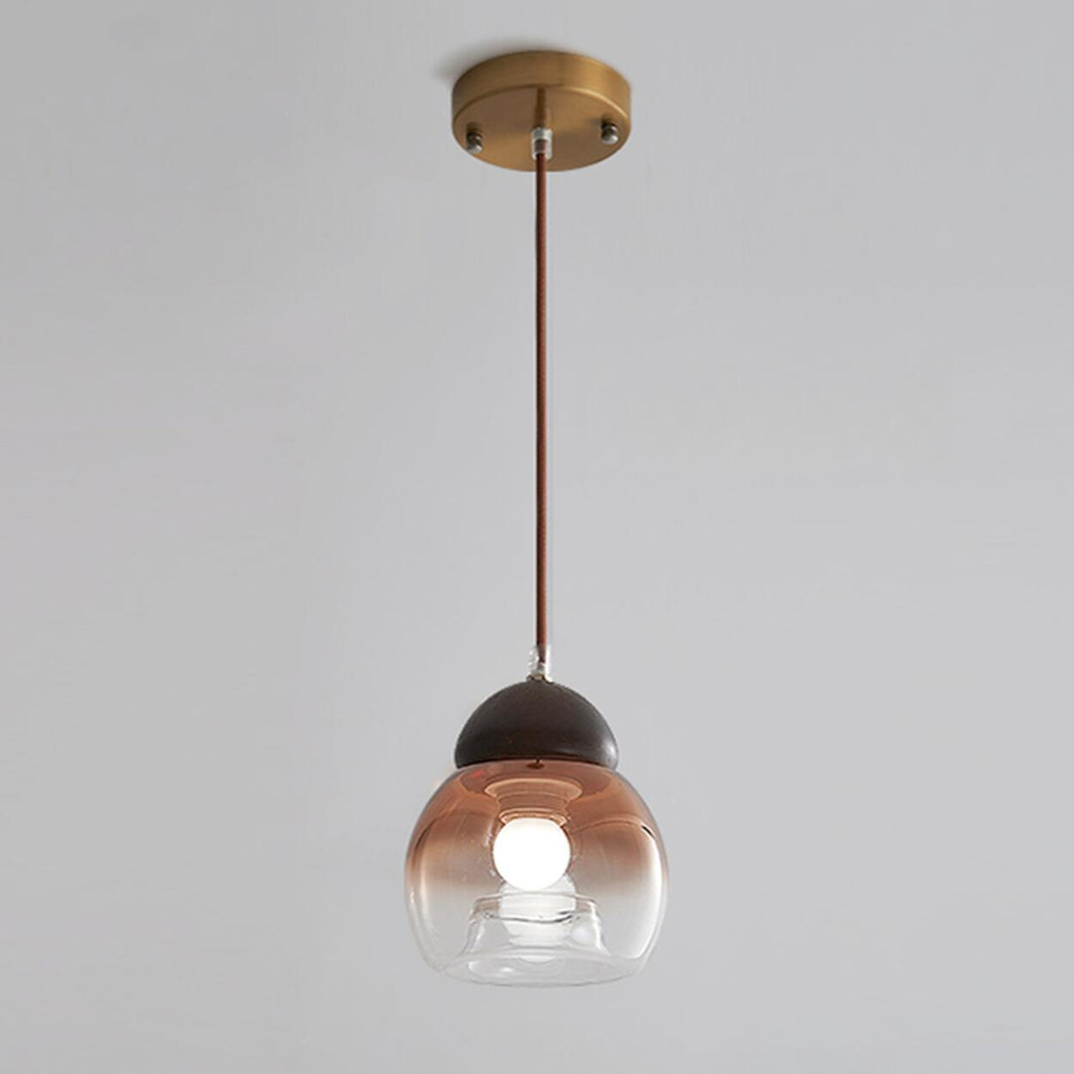 Modern Amber Clear Glass Dome Vaulted Pendant Light Image - 3