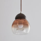 Modern Amber Clear Glass Dome Vaulted Pendant Light Image - 7