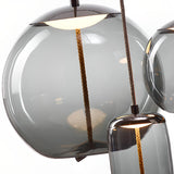 Modern Amber Glass Cylinder Geometric Pendant Light Set Image - 17