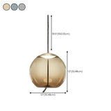 Modern Amber Glass Cylinder Geometric Pendant Light Set #size