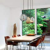 Modern Amber Glass Cylinder Geometric Pendant Light Set Image - 4