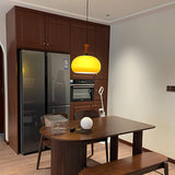 Modern Amber Glass Dome Pendant Light Flexible Length Image - 12