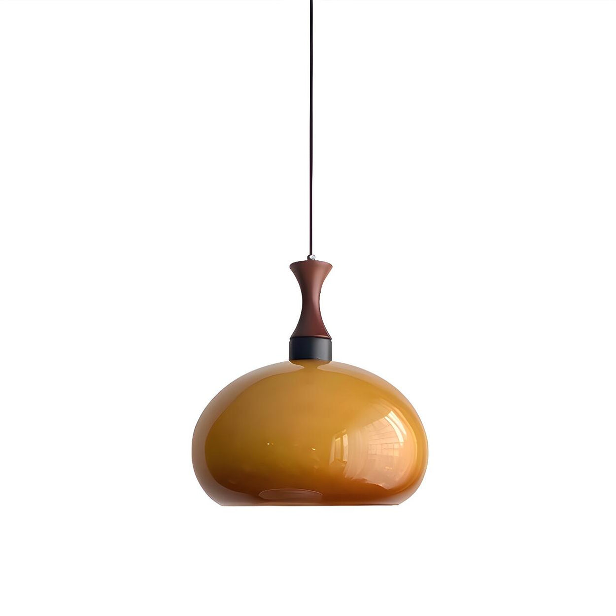 Modern Amber Glass Dome Pendant Light Flexible Length Image - 5