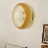 Modern Amber Glass Shade Globe Wall Sconce Light Image - 1