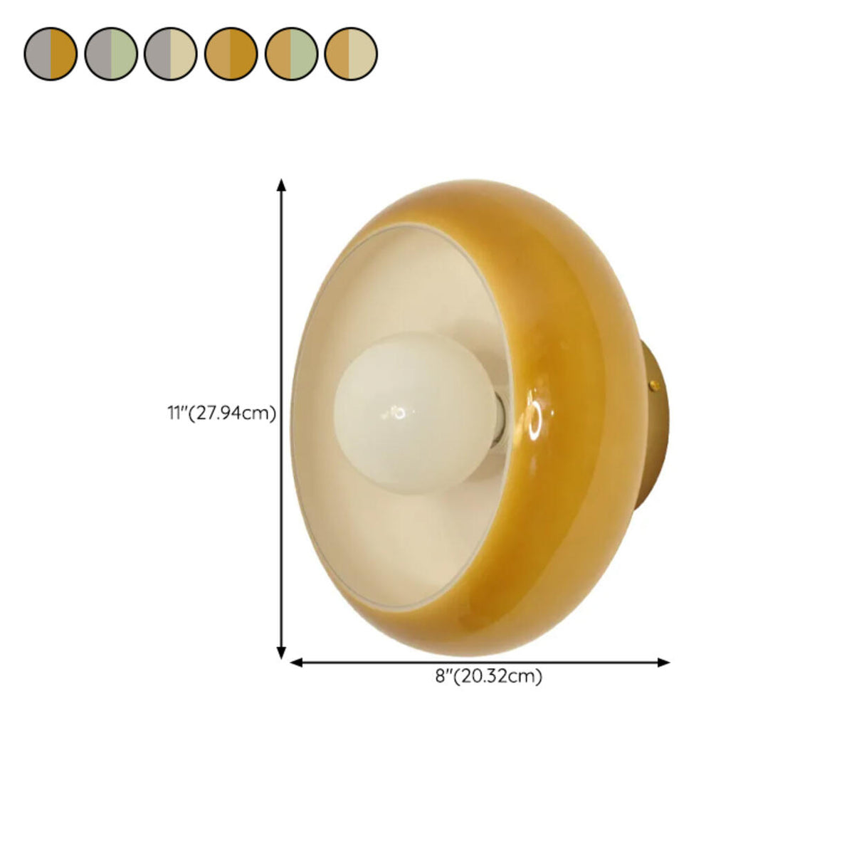 Modern Amber Glass Shade Globe Wall Sconce Light 