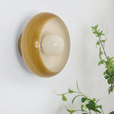 Modern Amber Glass Shade Globe Wall Sconce Light Image - 3