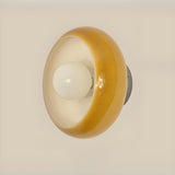 Modern Amber Glass Shade Globe Wall Sconce Light Image - 7