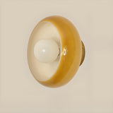 Modern Amber Glass Shade Globe Wall Sconce Light Image - 8