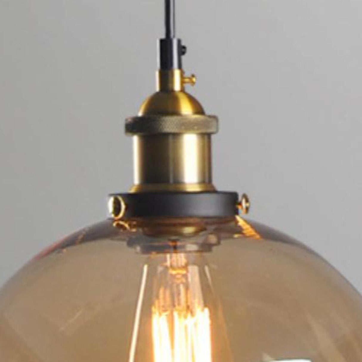 Modern Amber Glass Vintage Cone Pendant Light Image - 12