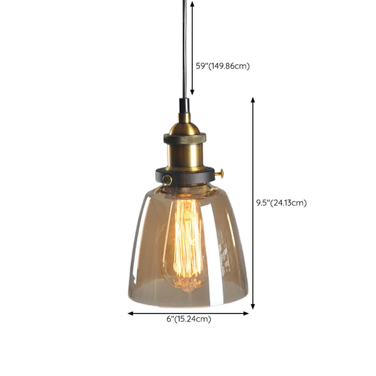 Modern Amber Glass Vintage Cone Pendant Light Image - 16