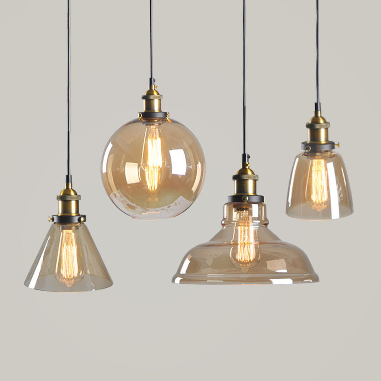 Modern Amber Glass Vintage Cone Pendant Light Image - 4