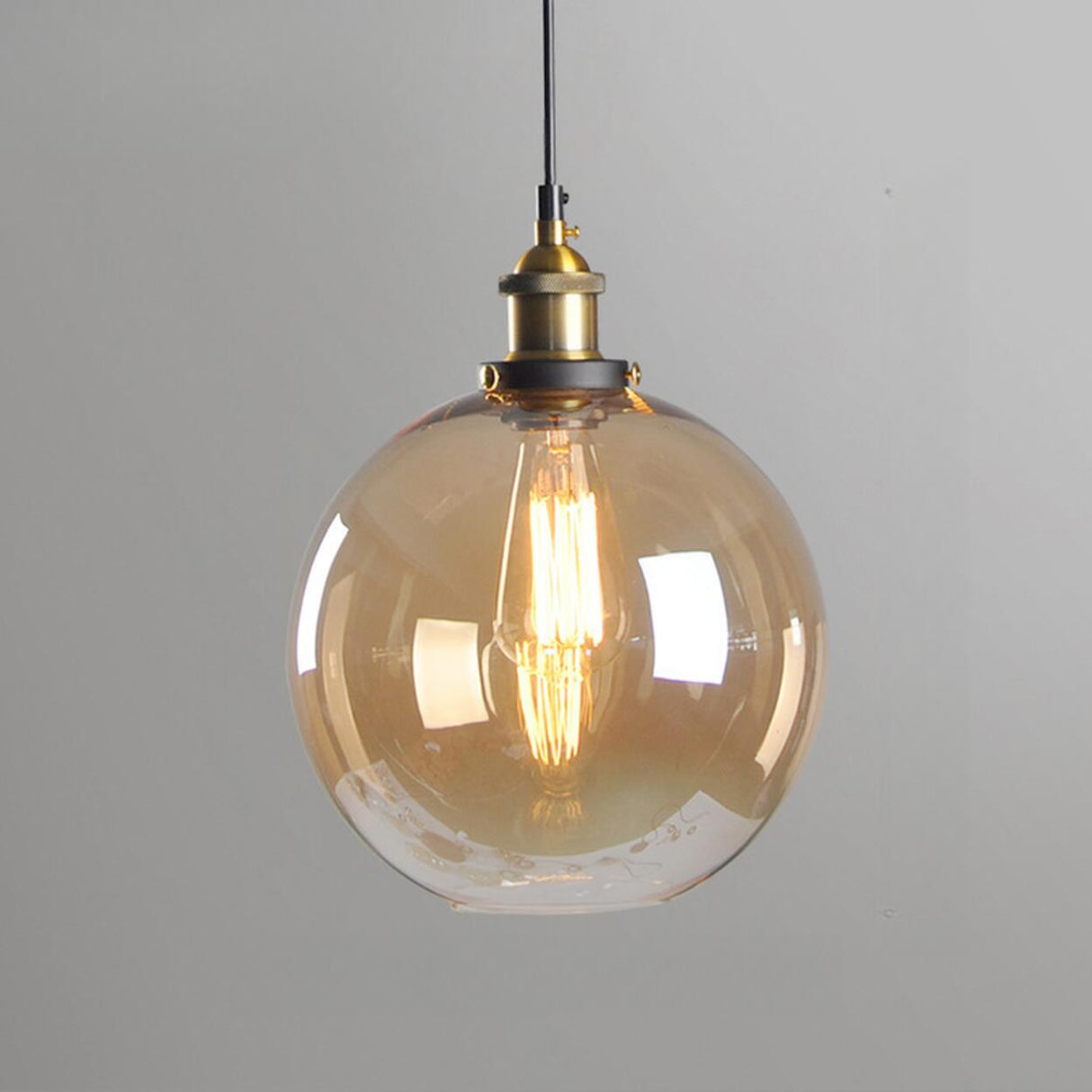 Modern Amber Glass Vintage Cone Pendant Light Image - 6