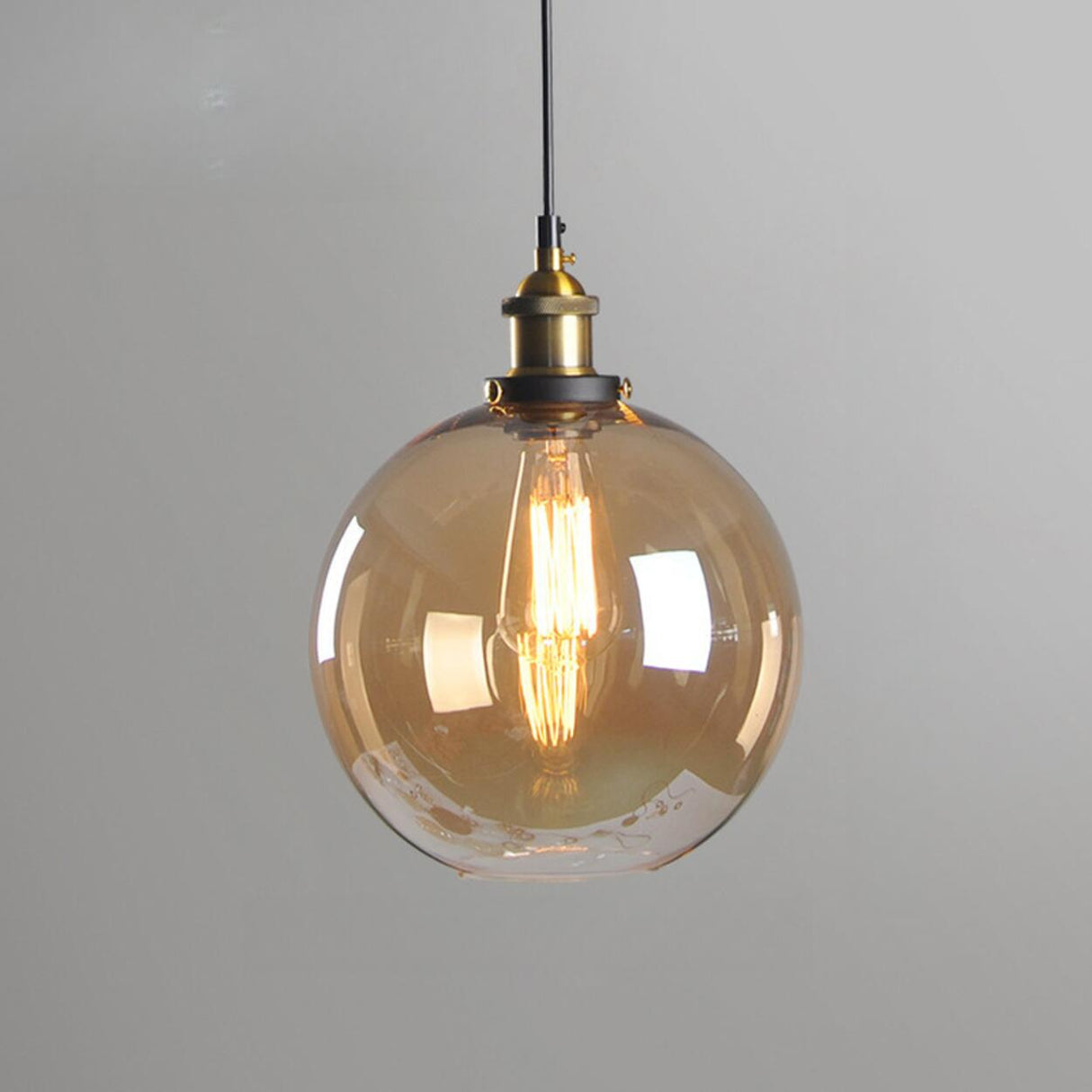 Modern Amber Glass Vintage Cone Pendant Light Image - 7