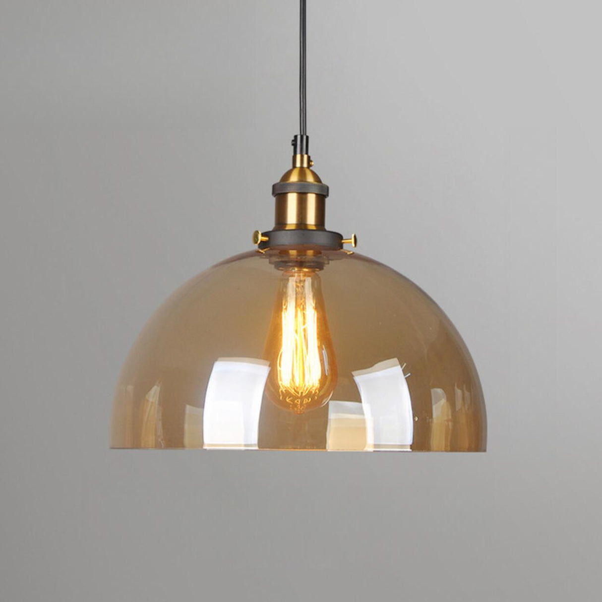 Modern Amber Glass Vintage Cone Pendant Light Image - 8