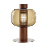 Modern Amber Perforated Glass Globe Shade Table Lamp Image - 10