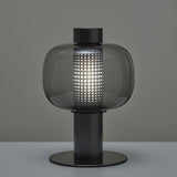 Modern Amber Perforated Glass Globe Shade Table Lamp Image - 11