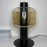 Modern Amber Perforated Glass Globe Shade Table Lamp Image - 18