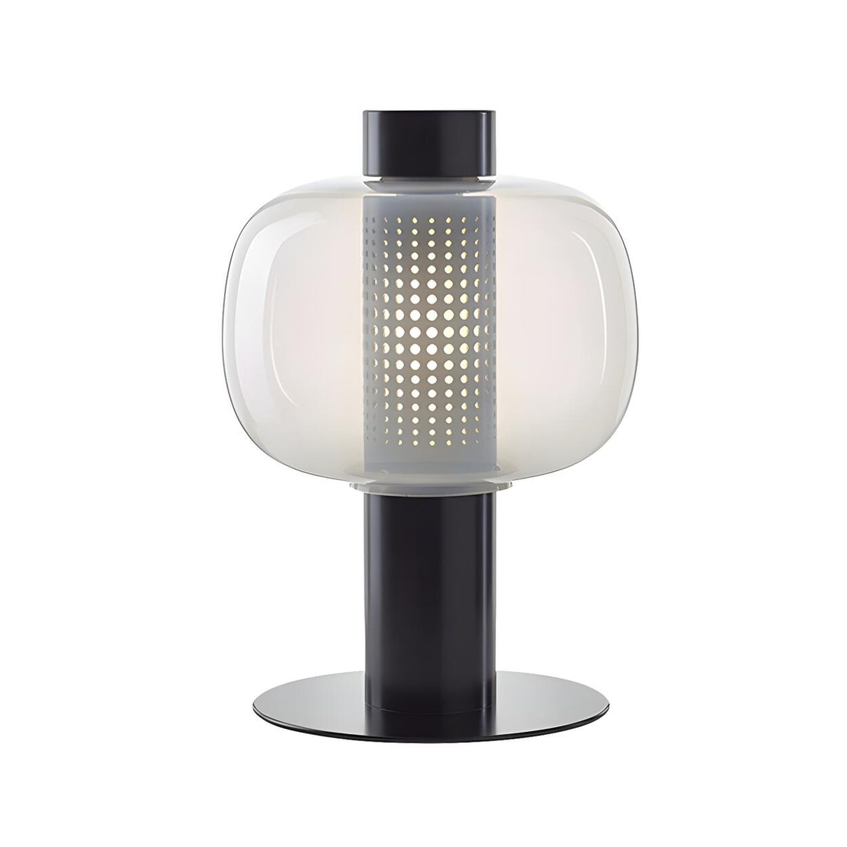 Modern Amber Perforated Glass Globe Shade Table Lamp Image - 2