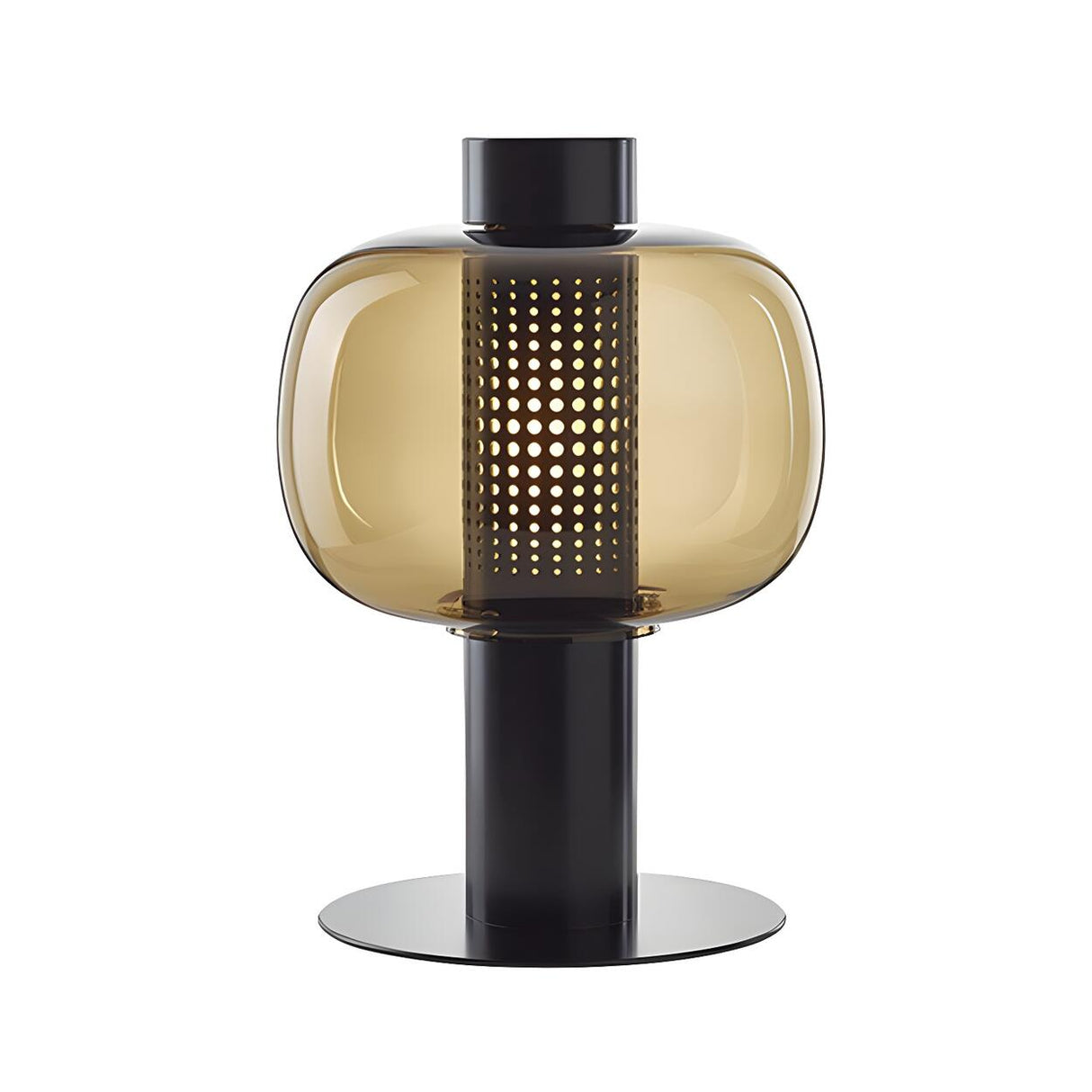 Modern Amber Perforated Glass Globe Shade Table Lamp Image - 5