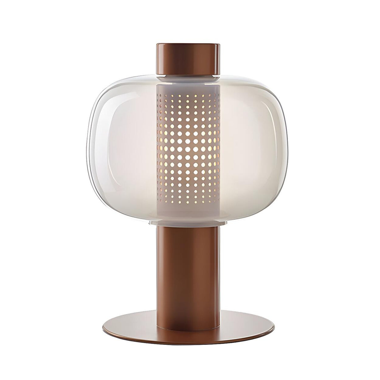 Modern Amber Perforated Glass Globe Shade Table Lamp Image - 8