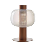 Modern Amber Perforated Glass Globe Shade Table Lamp Image - 8