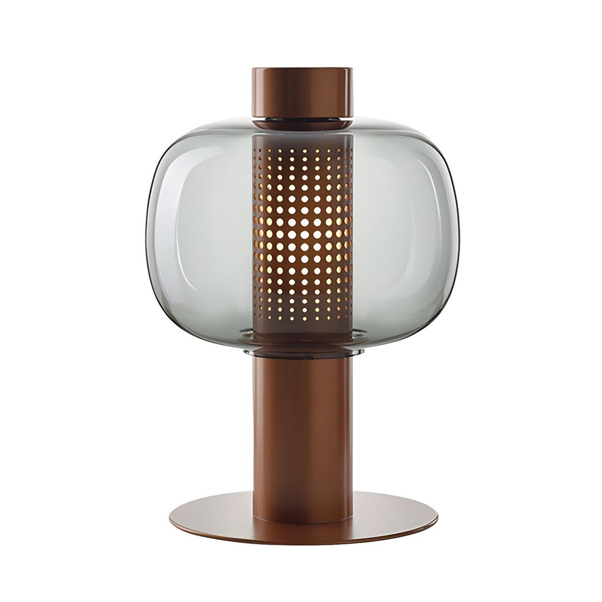 Modern Amber Perforated Glass Globe Shade Table Lamp Image - 9