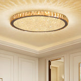 Modern Amber Round Crystal LED Flush Mount Ceiling Lamp Image - 1